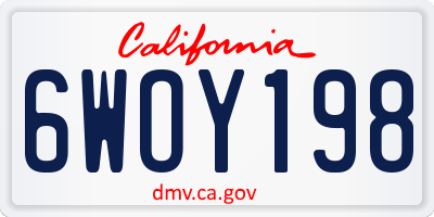 CA license plate 6WOY198