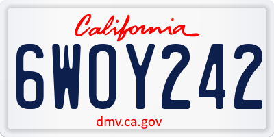CA license plate 6WOY242