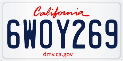 CA license plate 6WOY269
