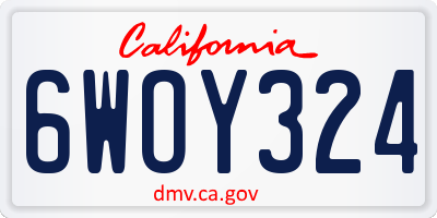 CA license plate 6WOY324