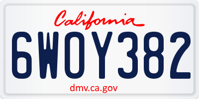 CA license plate 6WOY382