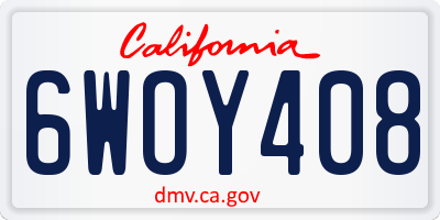 CA license plate 6WOY408