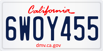 CA license plate 6WOY455
