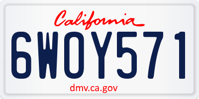 CA license plate 6WOY571