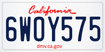 CA license plate 6WOY575