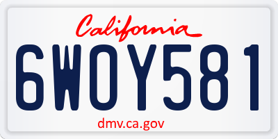 CA license plate 6WOY581