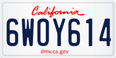 CA license plate 6WOY614