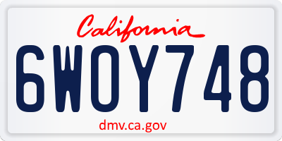 CA license plate 6WOY748