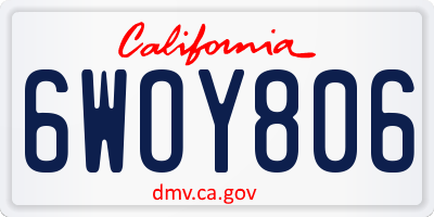 CA license plate 6WOY806