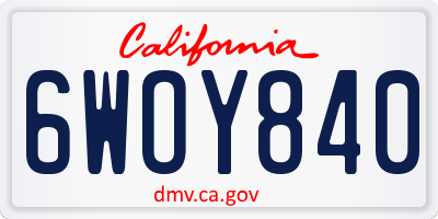 CA license plate 6WOY840