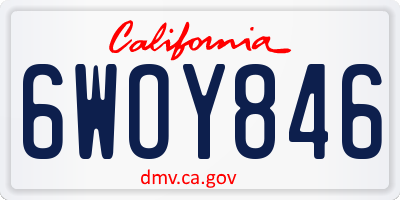 CA license plate 6WOY846