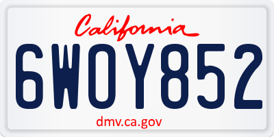 CA license plate 6WOY852