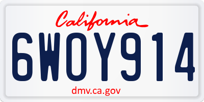 CA license plate 6WOY914