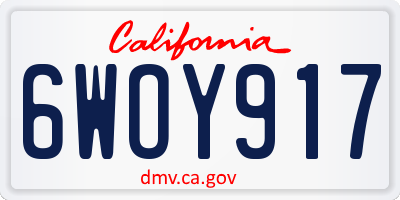 CA license plate 6WOY917
