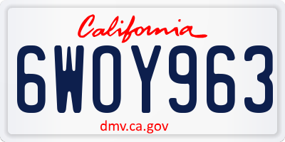 CA license plate 6WOY963