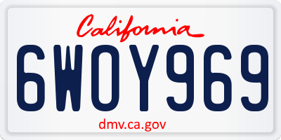 CA license plate 6WOY969