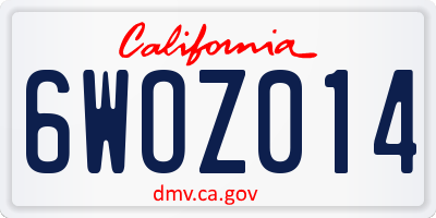 CA license plate 6WOZ014