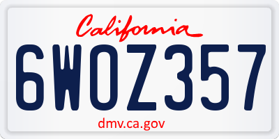 CA license plate 6WOZ357