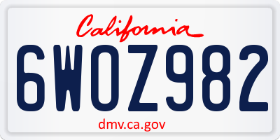 CA license plate 6WOZ982