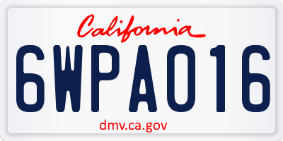 CA license plate 6WPA016