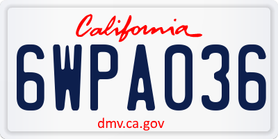 CA license plate 6WPA036