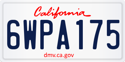 CA license plate 6WPA175