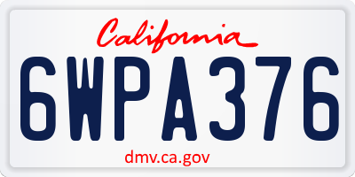 CA license plate 6WPA376