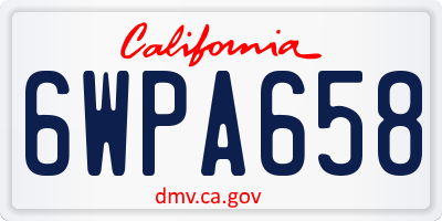 CA license plate 6WPA658