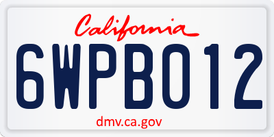 CA license plate 6WPB012
