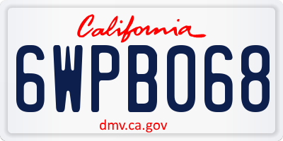 CA license plate 6WPB068