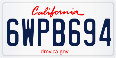 CA license plate 6WPB694