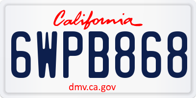 CA license plate 6WPB868