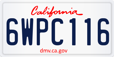 CA license plate 6WPC116