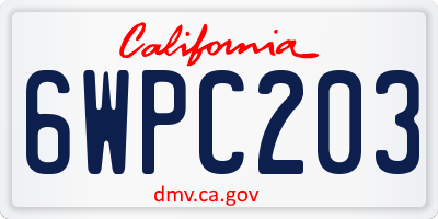 CA license plate 6WPC203