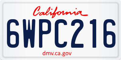 CA license plate 6WPC216