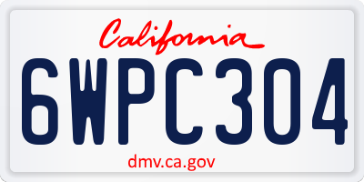 CA license plate 6WPC304
