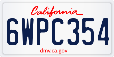 CA license plate 6WPC354