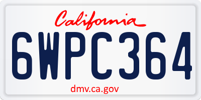 CA license plate 6WPC364