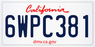 CA license plate 6WPC381
