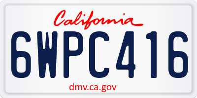 CA license plate 6WPC416