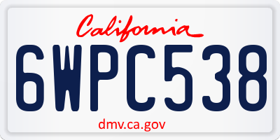 CA license plate 6WPC538
