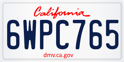 CA license plate 6WPC765
