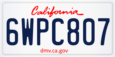 CA license plate 6WPC807