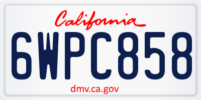 CA license plate 6WPC858