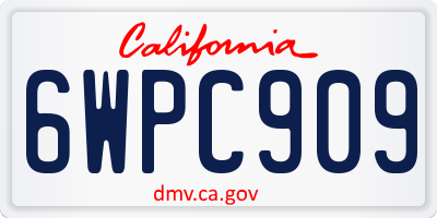 CA license plate 6WPC909