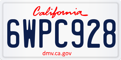 CA license plate 6WPC928