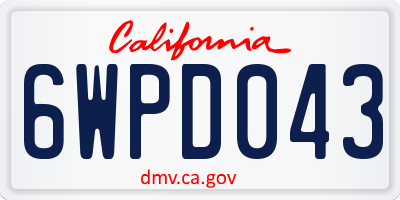 CA license plate 6WPD043