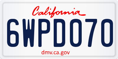 CA license plate 6WPD070
