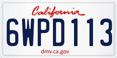 CA license plate 6WPD113