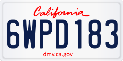 CA license plate 6WPD183